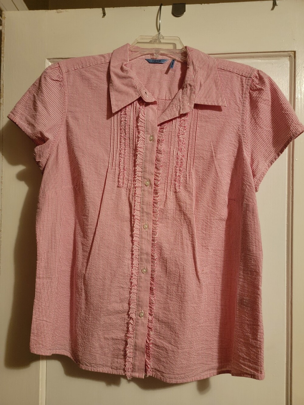 Izod Pink And White Strips Size L NWT